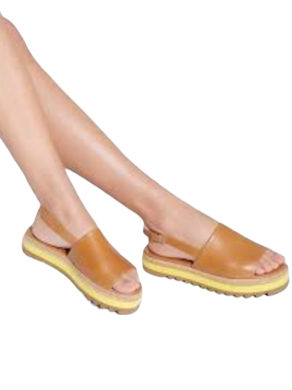 SCHUTZ Cognac Leather Platform Espadrille Slingback Sandals Size 9